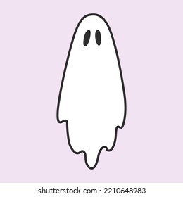 Scary Halloween Ghost with big eyes. Spooky flying spirit. Vector character