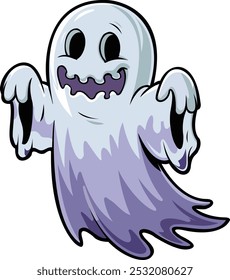 Ilustración vectorial de dibujos animados fantasma de Halloween