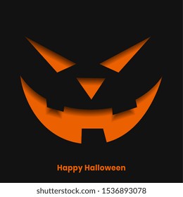 scary halloween ghost face in paper cut style background