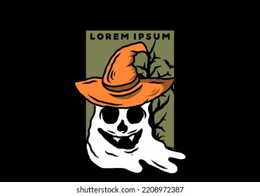 Scary Halloween ghost stuff illustration design