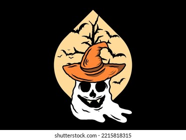 Scary Halloween ghost stuff illustration design
