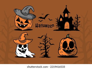 Scary Halloween ghost stuff illustration design