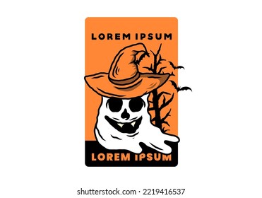Scary Halloween ghost stuff illustration design