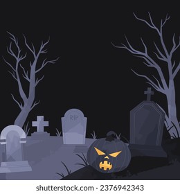 Scary Halloween Graveyard Illustration Background