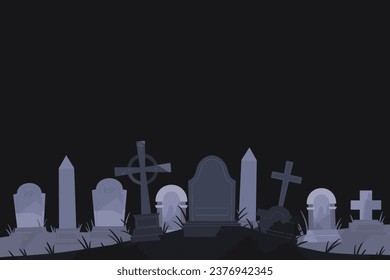 Scary Halloween Graveyard Illustration Background
