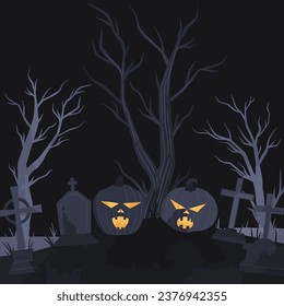 Scary Halloween Graveyard Illustration Background