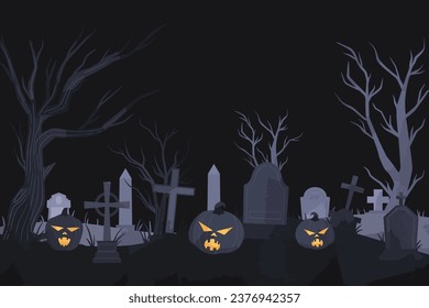 Scary Halloween Graveyard Illustration Background