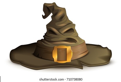 Scary halloween hat. Witch accessory. Isolated on white vector cartoon illustration