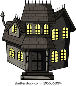 
Scary Halloween haunted house. Vector illustration