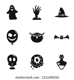 Scary halloween icon set. Simple set of 9 scary halloween vector icons for web design on white background