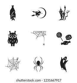 Scary Halloween icon set. Simple set of 9 scary Halloween vector icons for web design isolated on white background