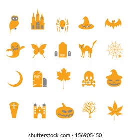 Scary Halloween Icon set, Vector Illustration.
