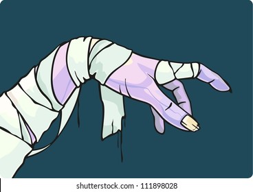 Scary Halloween illustration of a mummy hand