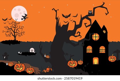 Scary Halloween illustration poster design 