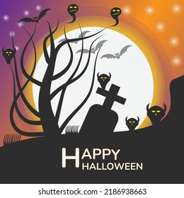 Scary halloween isolated background, spooky halloween with moon light, happy halloween background template