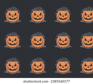 Scary Halloween Melting Pumpkin Pattern