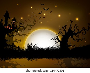 Scary Halloween moon light night background. EPS 10.