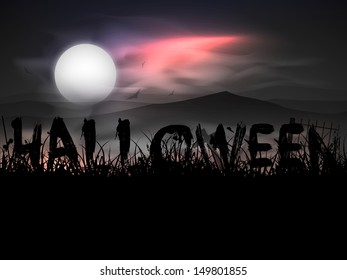 Scary Halloween moon light night background. 