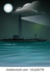 Scary Halloween moonlight night background, can be use as flyer, banner or poster, 
