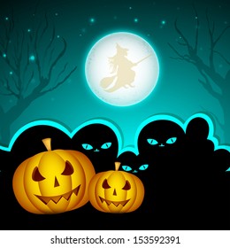 Scary Halloween night background, banner or poster for trick or treat party. 