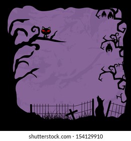 Scary Halloween night background with dead trees can be use as flyer, banner or poster for Halloween night parties. 