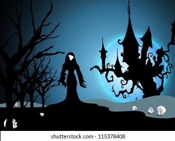 Scary Halloween night background. EPS 10.