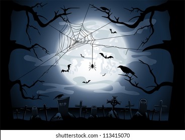 Scary Halloween night background, illustration