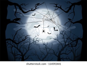 Scary Halloween night background, illustration