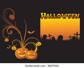 scary halloween night scene, illustration