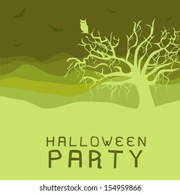 Scary Halloween party background with dead tree can be use as flyer, banner or poster for Halloween nights. 