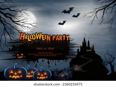 Scary Halloween Party Background, moon, spooky, horror