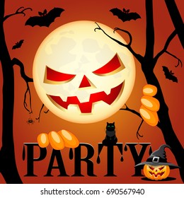 Scary Halloween Party background. Vector illustration