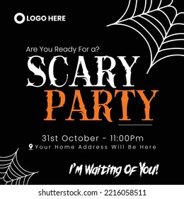 Scary Halloween Party Invitation Design - October 31st