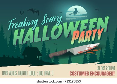 Scary Halloween Party invitation/card/background. Vector illustration.