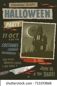 Scary Halloween Party invitation/card/background. Vector illustration.