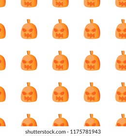 Scary halloween pattern vector illustration with pumpkin. Background illustration with spooky monster for children and kids fashion print and wrapping.