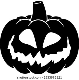 Silhueta preta de abóbora de Halloween assustadora. Ilustração Desenhada À Mão Do Vetor Isolada No Plano De Fundo Transparente