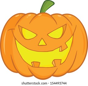 Scary Halloween Pumpkin Cartoon Illustration