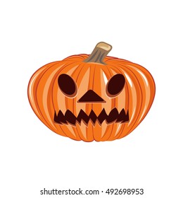 Scary Halloween Pumpkin Cartoon Illustration. Isolated Vector
