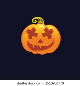 scary halloween pumpkin emoticon dead face