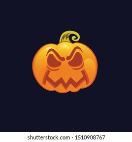 scary halloween pumpkin emoticon vicious face