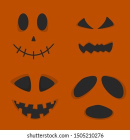 Scary Halloween pumpkin face icons - Vector