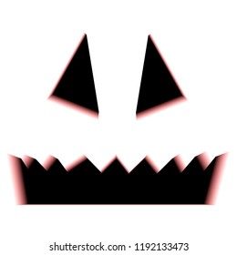 Scary Halloween pumpkin face isolated on white background, ghost or monster mouth and eyes. Evil character for celebrating Halloween. Horror face vector illustration