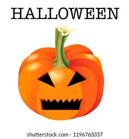 Scary Halloween pumpkin face monster mouth and eyes. Evil character for celebrating Halloween. Horror pumpkin vector illustration