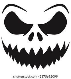 Scary Halloween pumpkin face vector design. 