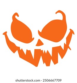 Ilustración de dibujos animados de Vector de cara de calabaza de Halloween aterradora aislada sobre un fondo blanco.