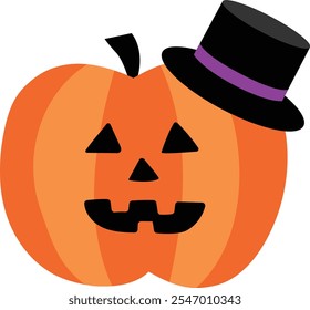 Scary Halloween pumpkin face vector illustration drawn in cartoon style isolated on a transparent background.