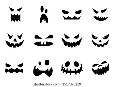 Scary Halloween Pumpkin Faces Icons Setvector Stock Vector (Royalty ...