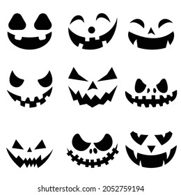 Scary Halloween pumpkin faces icons set,vector illustrations