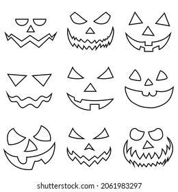 Scary Halloween pumpkin faces icons set,vector illustrations
